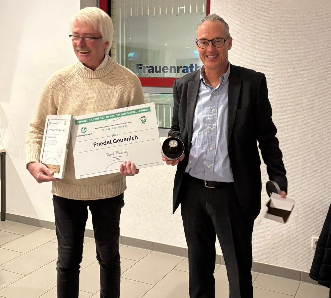 Ehrenamtsurkunde des DFB für Friedel Geuenich Ehrenamtsurkunde Friedel