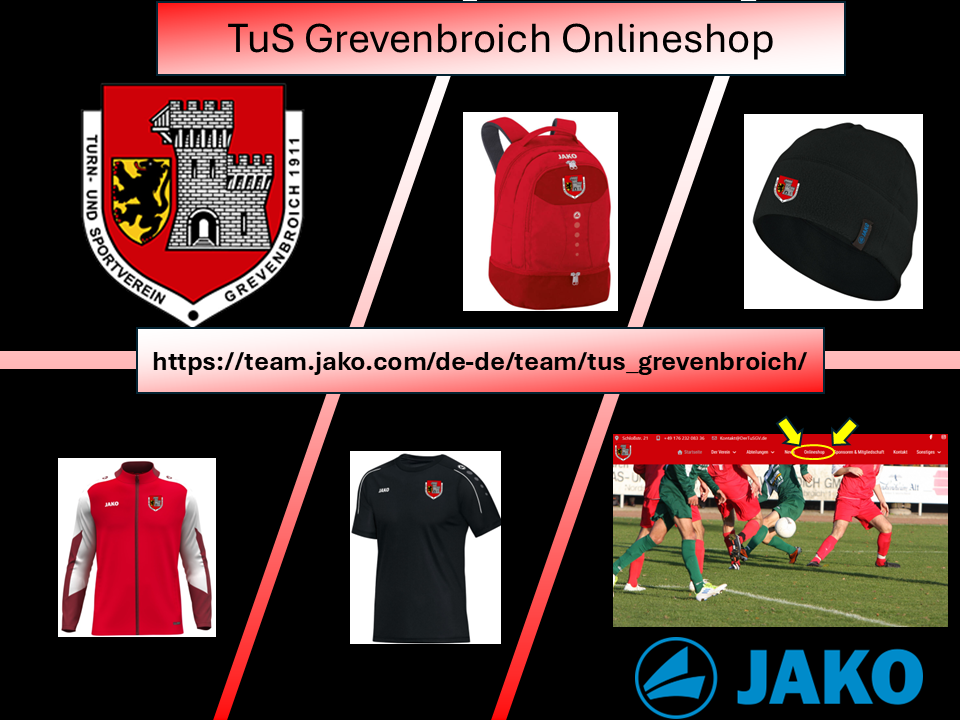 Webshop des TuS Grevenbroich Flyer Webshop
